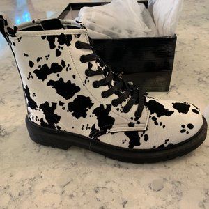 Cow print boots